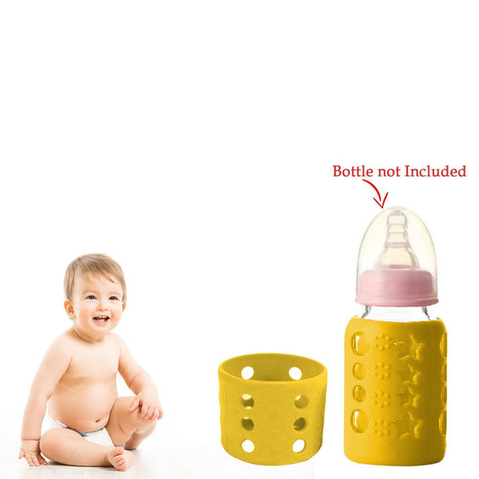 Safe-O-Kid Silicone Baby Feeding Bottle Cover Cum Sleeve for Insulated Protection 60mL- Yellow -  USA, Australia, Canada 