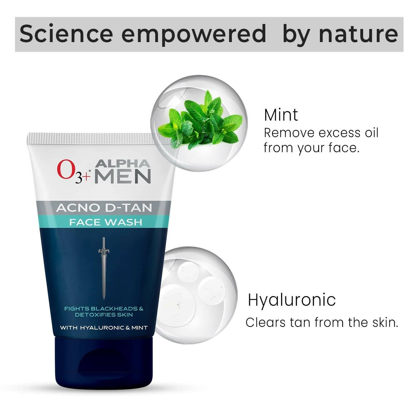 Professional O3+ Alpha Men Acno D-TAN Face Wash with Hyaluronic & Mint