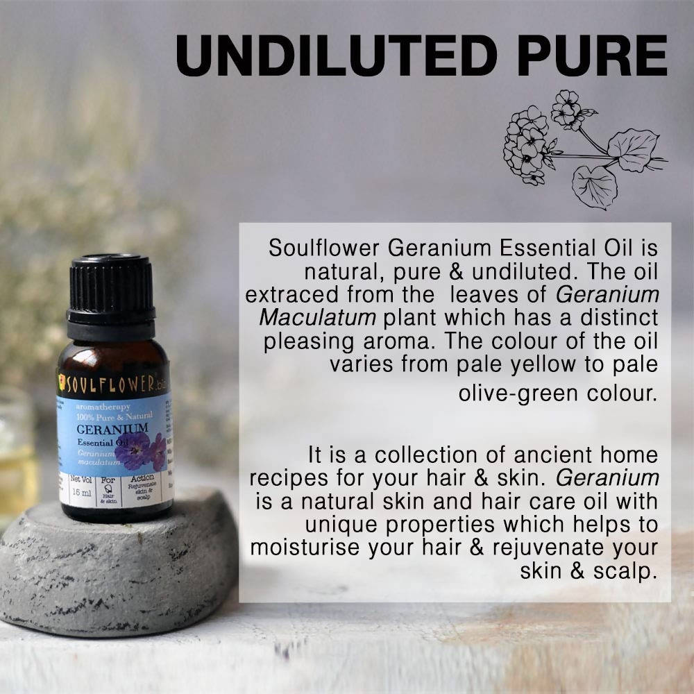 Soulflower Aromatherapy Pure & Natural Geranium Essential Oil