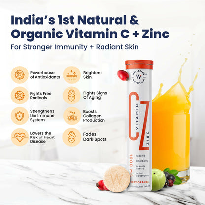 Wellbeing Nutrition Organic Vitamin C + Zinc Effervescent Tablets