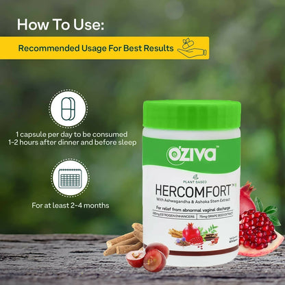 OZiva Plant Based HerComfort with Ashwagandha, Flax Seeds & Ashoka Stem Extracts Capsules