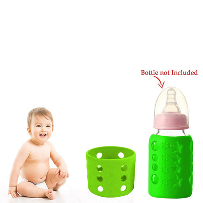 Safe-O-Kid Silicone Baby Feeding Bottle Cover Cum Sleeve for Insulated Protection Small 60mL- Green