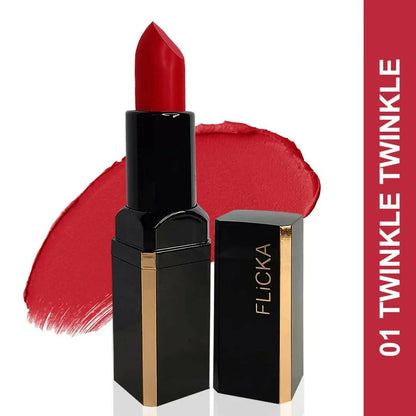 FLiCKA Lip Poetry Matte Lipstick Shade 01 Twinkle Twinkle - Crimson Red