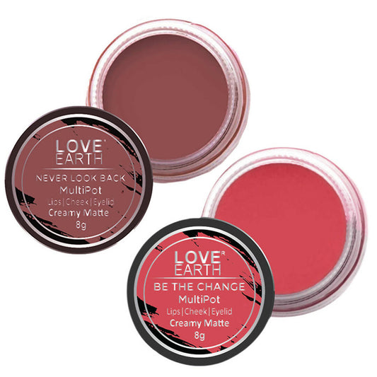 Love Earth Lip Tint & Cheek Tint Multipot Combo (Rose Pink & Ruby Pink) - BUDNE