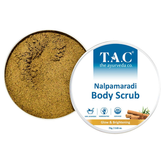 TAC - The Ayurveda Co. Nalpamaradi Body Scrub for Glow and Brightening Skin, with Triphala For Women & Men - BUDNE