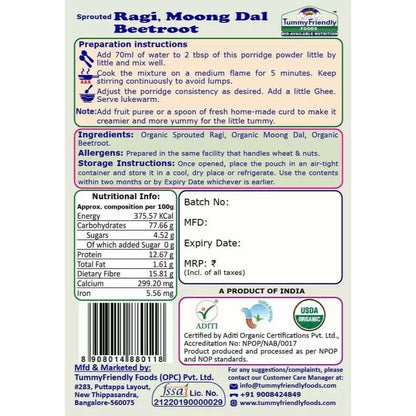 TummyFriendly Foods Certified Ragi Porridge Mixes - Stage1, Stage2, Stage3