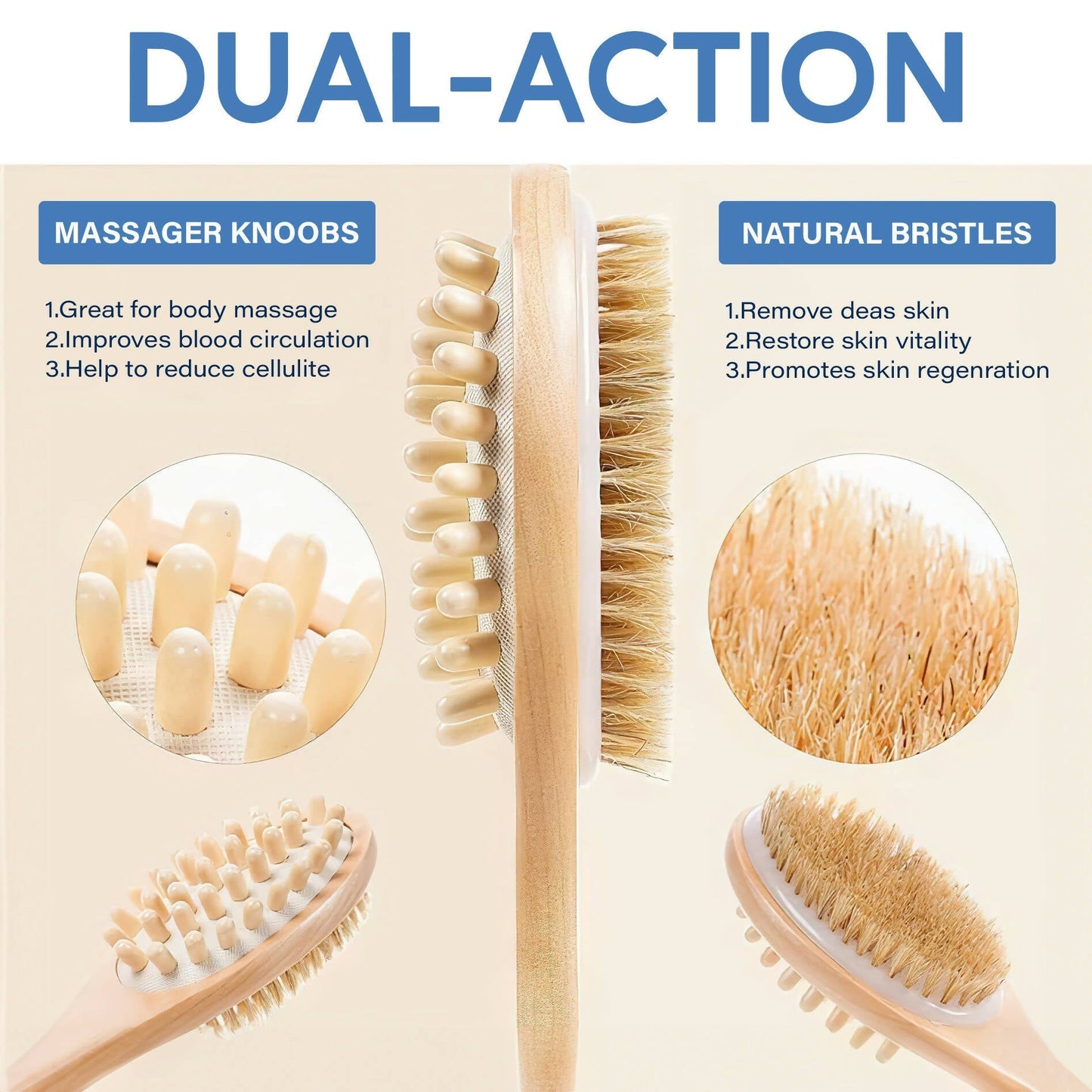 Careberry Dual-Action Bamboo Body Brush