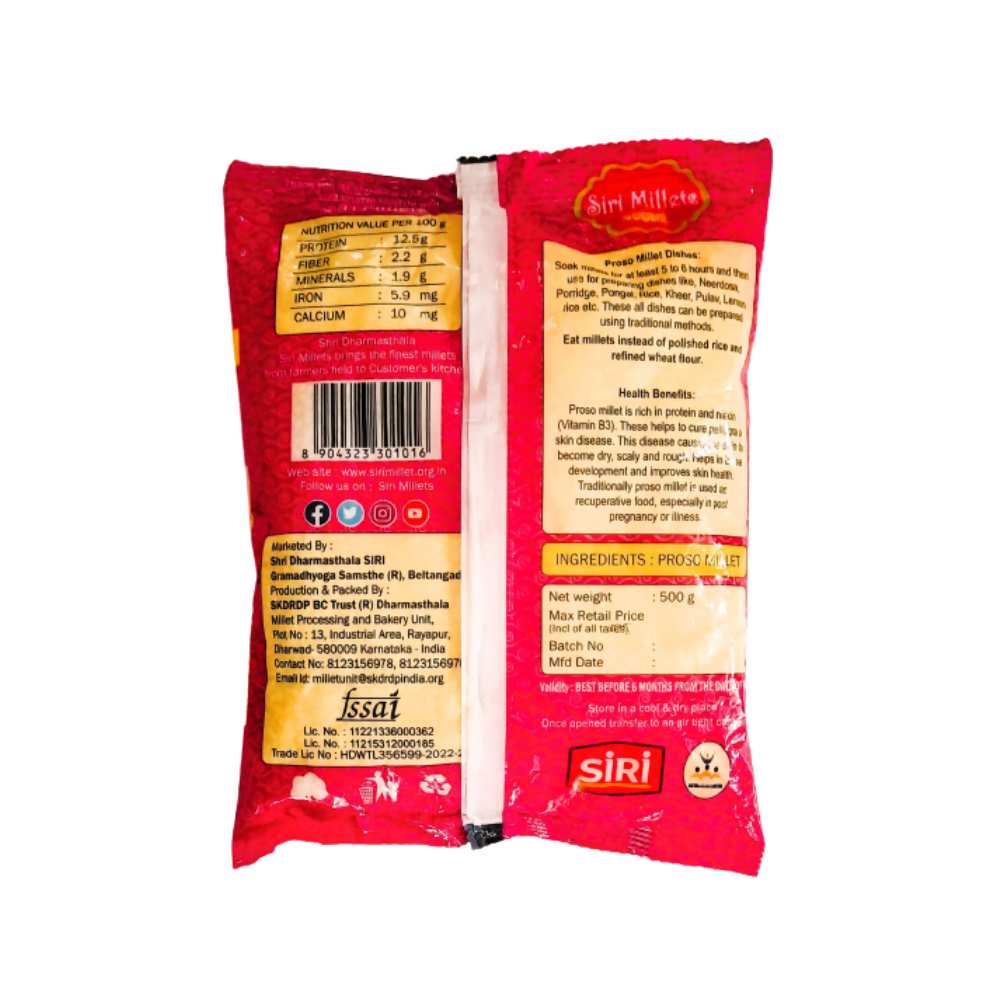 Siri Millets Organic Proso Millet - Unpolished and Processed Grains (Baragu)