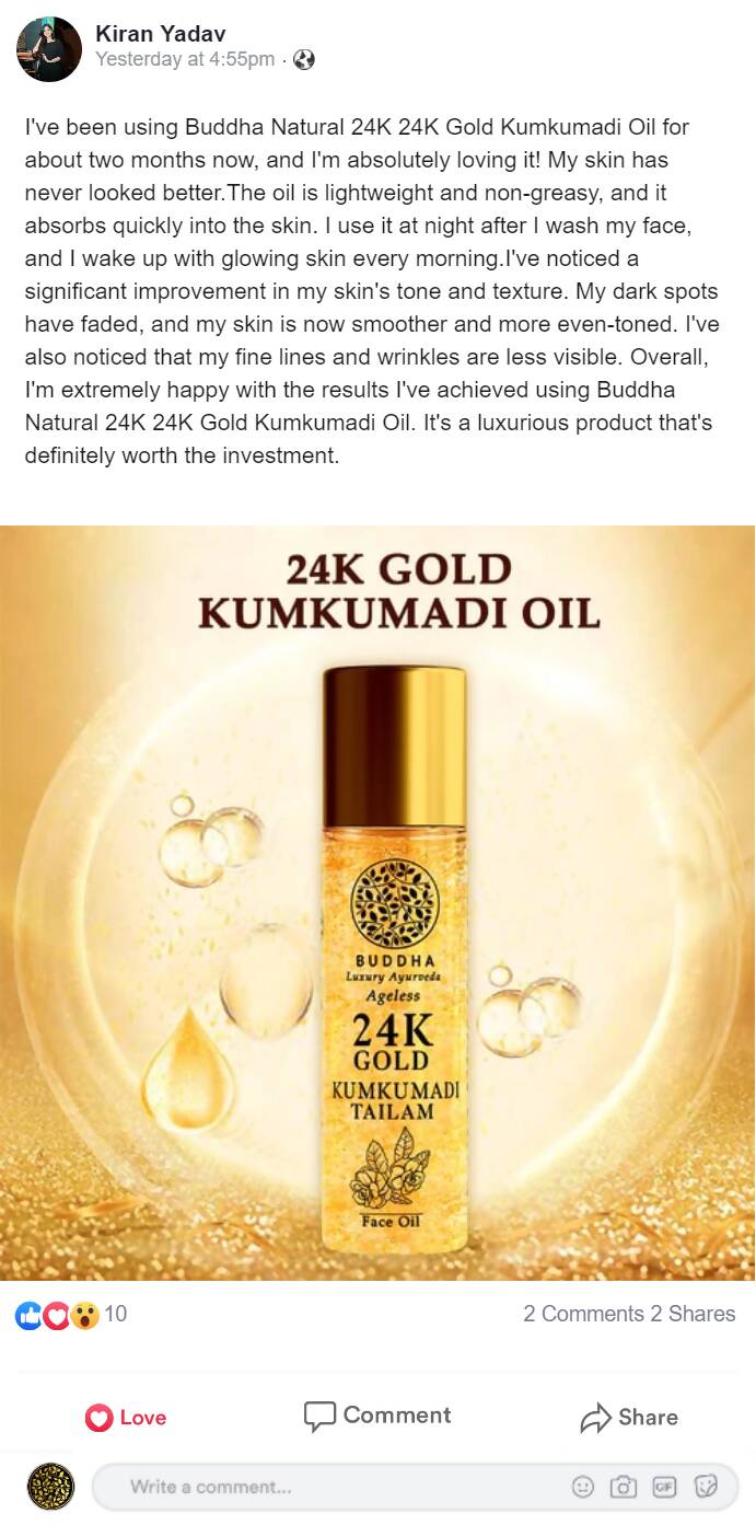 Buddha Natural 24k Gold Kumkumadi Oil