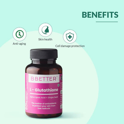 BBETTER L-Glutathione Capsules with Alpha Lipoic Acid, Grape Seed Extract for Skin