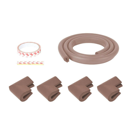 Safe-O-Kid Unique High Density 2 Mtr Long U - Shaped 2 Edge Guards With 8 Corner Cushions - Brown