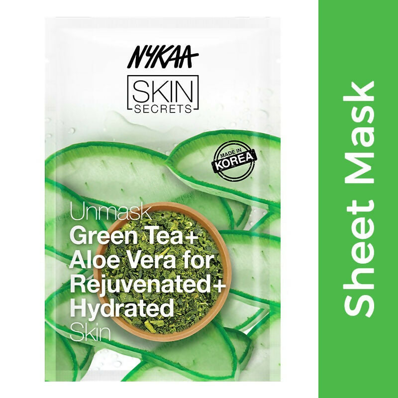 Nykaa Skin Secrets Exotic Indulgence Green Tea + Aloe Vera Sheet Mask For Hydrated Skin