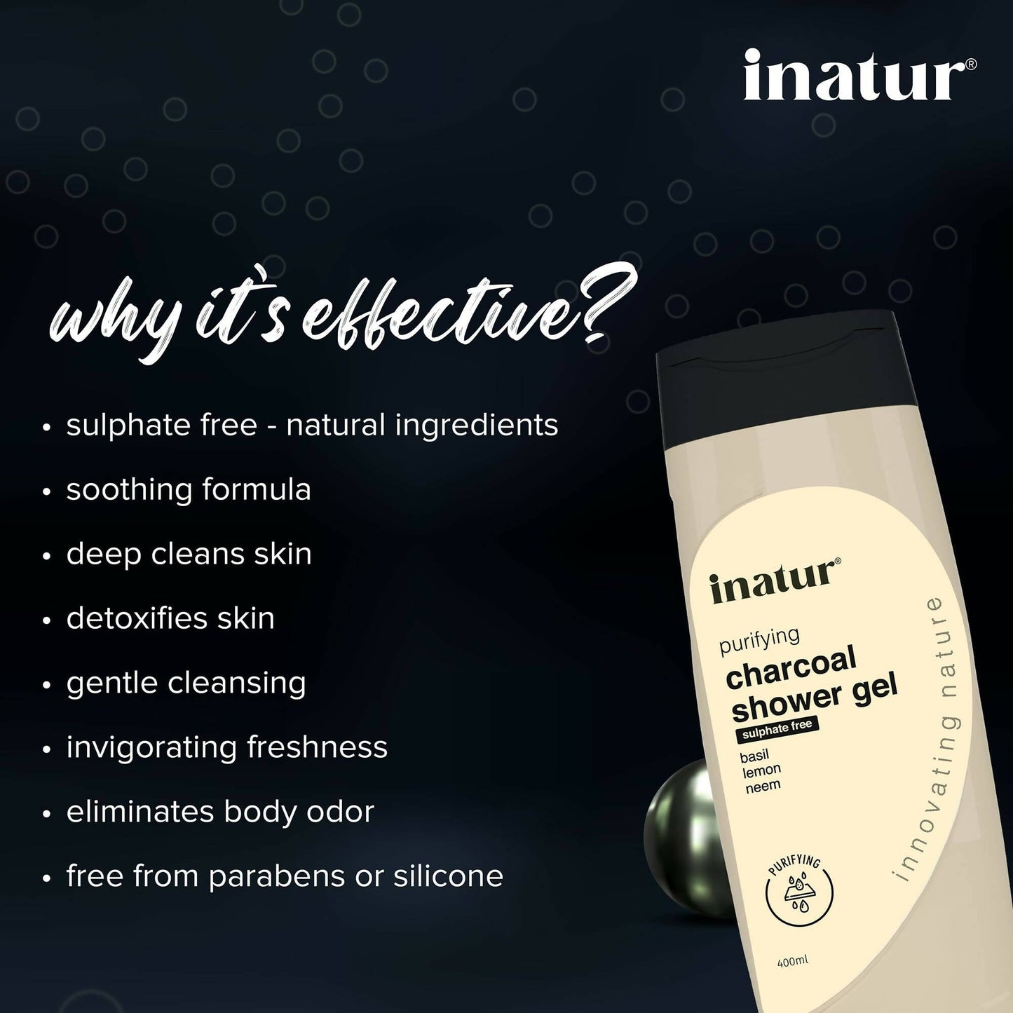 Inatur Charcoal Shower Gel