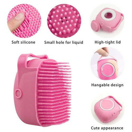 Favon Silicon Soft Cleaning Body Bath Brush with Shampoo Dispenser Scrubber for Cleansing and Dead Skin Removal