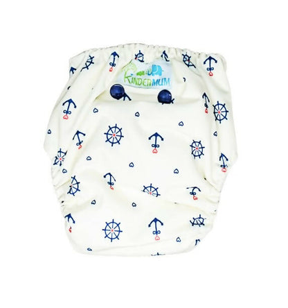 Kindermum Nano Aio Cloth Diaper With 2 Organic Cloth Inserts- Anchor For Kids