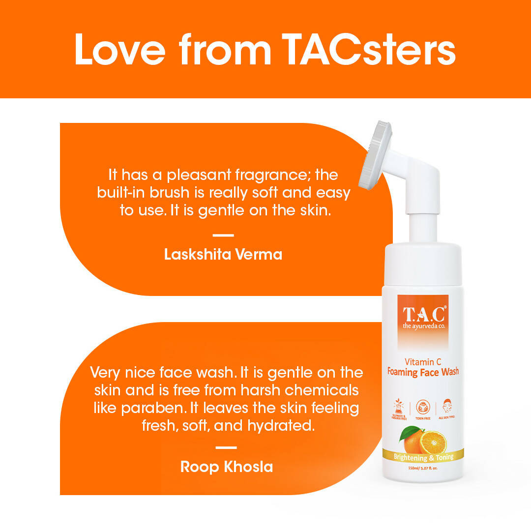 TAC - The Ayurveda Co. Vitamin C Foaming Face Wash for Face Brightening, Clean & Glowing Skin for Women & Men