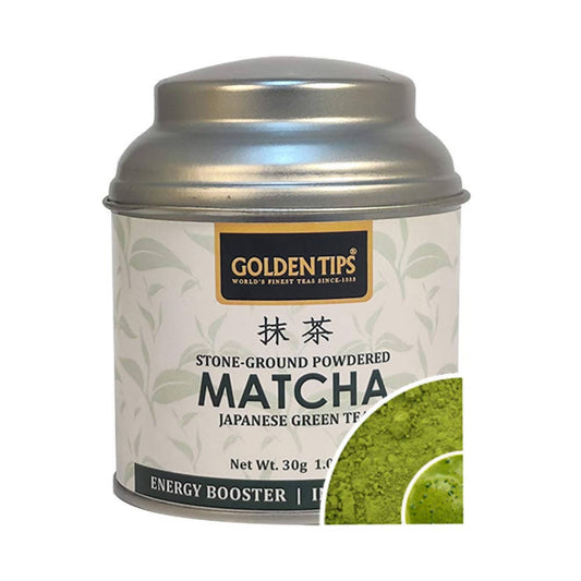 Golden Tips Japanese Matcha Green Tea Powder - Tin Box Round - BUDNE