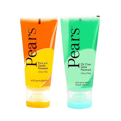 Pears Pure & Gentle Ultra Mild Facewash & Oil Clear Glow Ultra Mild Facewash Combo - BUDNE