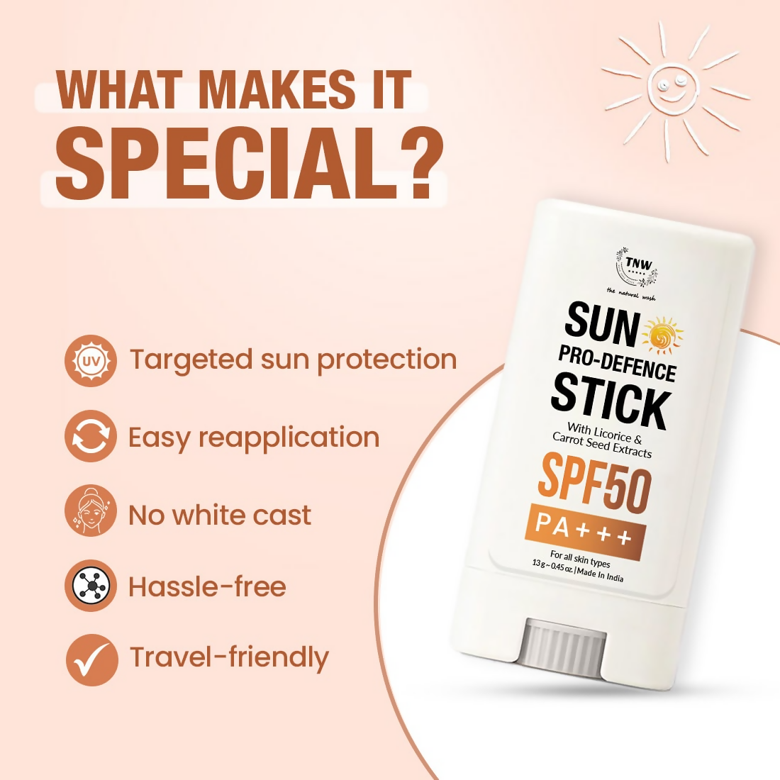 The Natural Wash Sun Pro Defence Sunscreen Stick SPF50