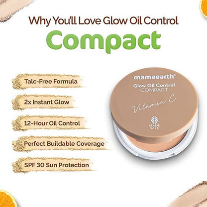 Mamaearth Glow Oil Control Compact With SPF 30 (Almond Glow)