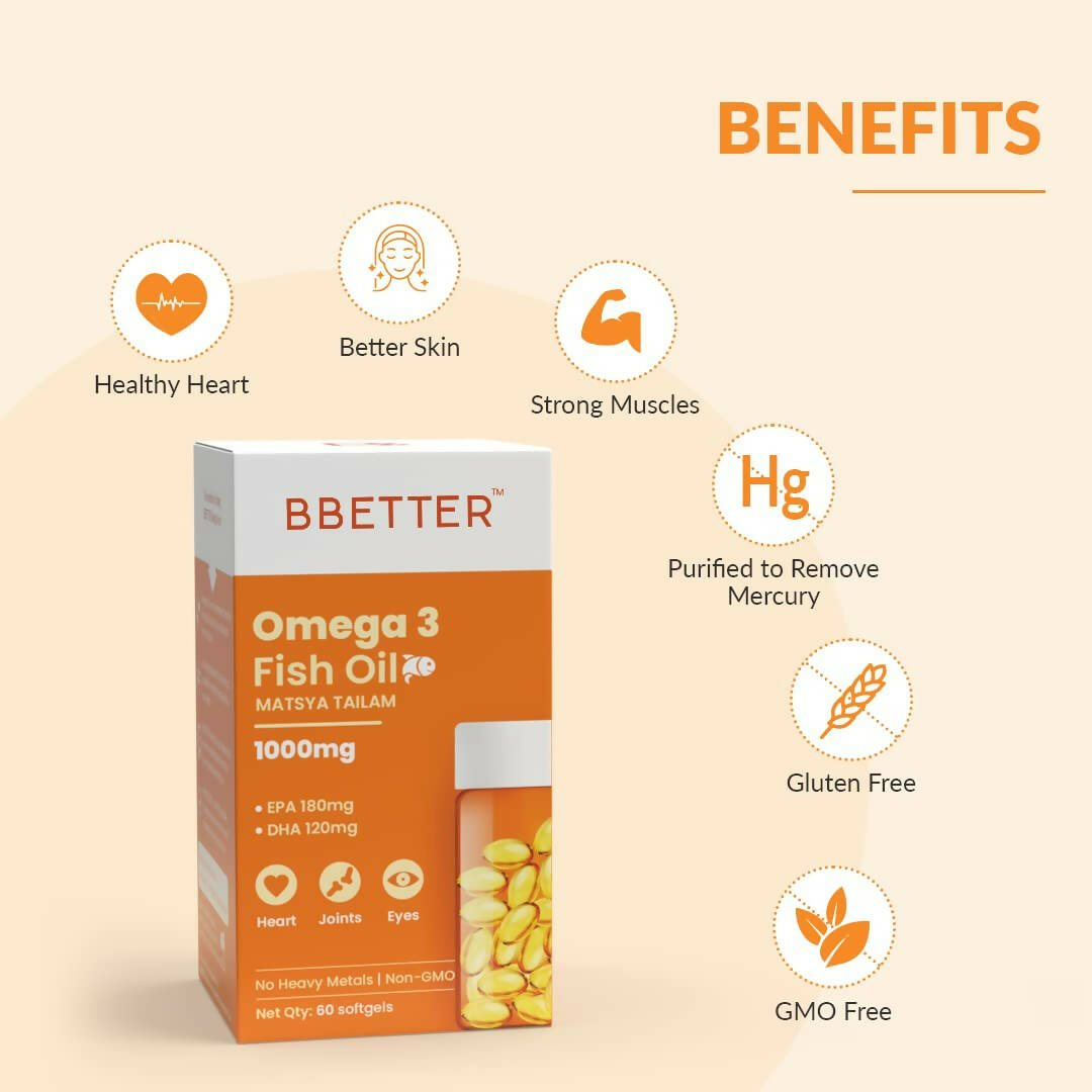 BBETTER Omega 3 Fish Oil Capsules for Women & Men