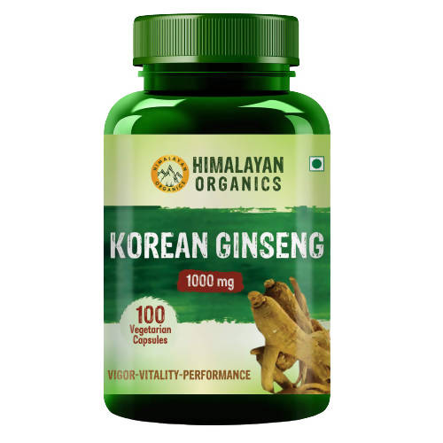 Himalayan Organics Korean Ginseng 1000 mg, Vigor-Vitality-Performance: 100 Vegetarian Capsules