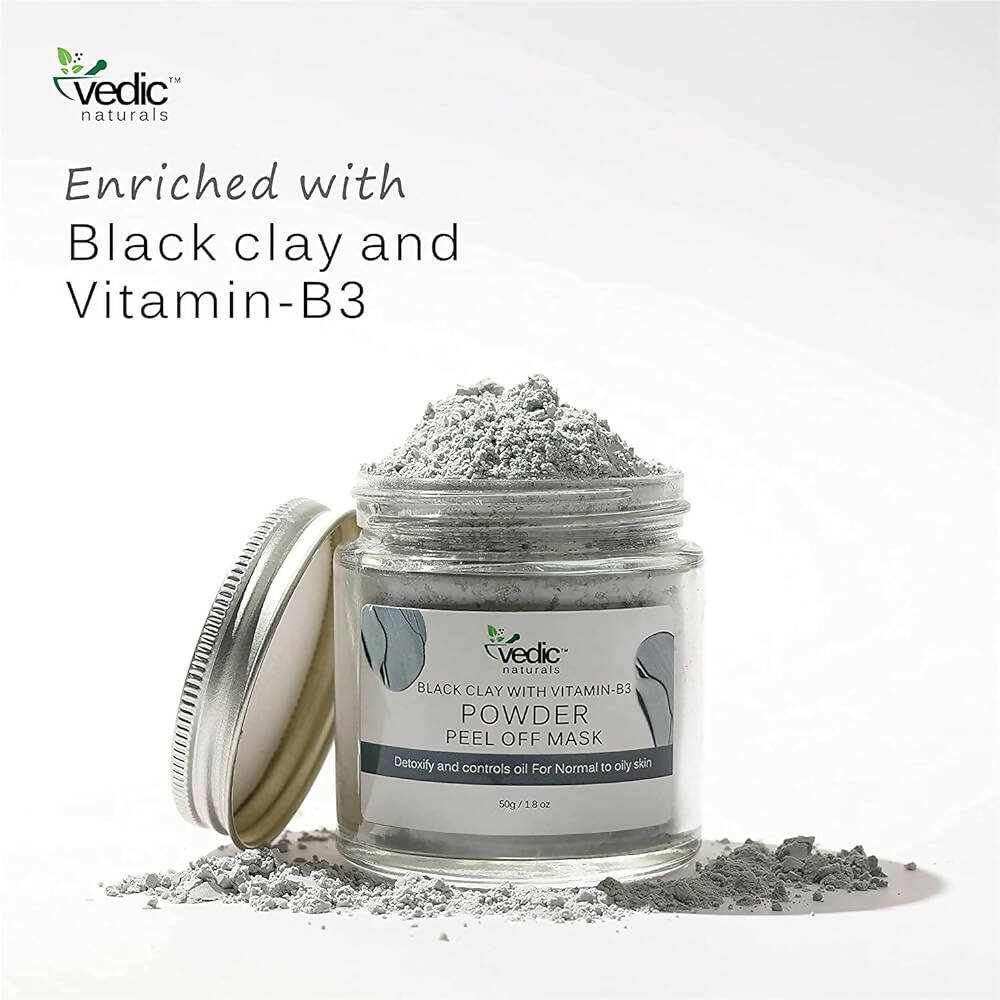 Vedic Naturals Black Clay With Vitamin-B3 Powder Peel Off Mask