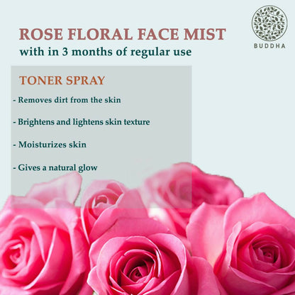 Buddha Natural Rose Facial Mist Toner - For Skin Lightening and Dark Spots Men & Women