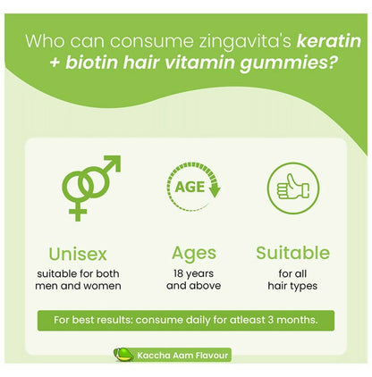 Zingavita Biotin + Keratin Hair Vitamin Kaccha Aam Gummies