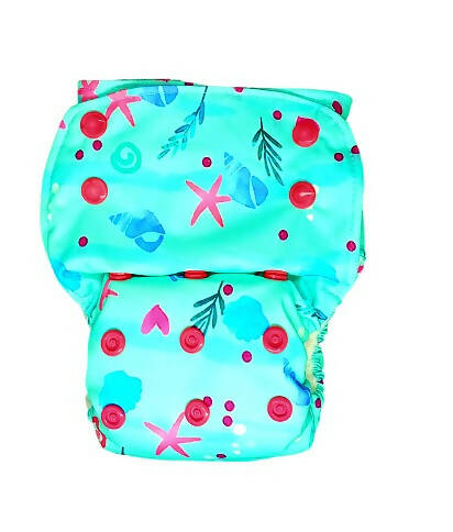 Kindermum Nano Pro Aio Cloth Diaper (With 2 Organic Inserts And Power Booster)-Seashore For Kids