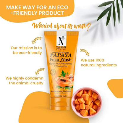 NutriGlow NATURAL'S Advanced Pro Formula Papaya for Skin Brightening & Tan Removal Face Wash