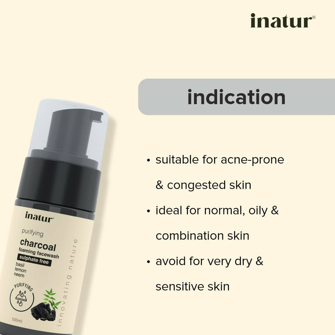 Inatur Charcoal Foaming Face Wash