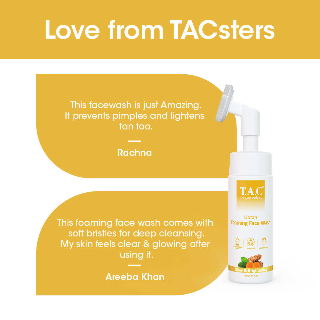 TAC - The Ayurveda Co. Ubtan Foaming Face Wash Tan Removal and Skin Brightening for Women & Men