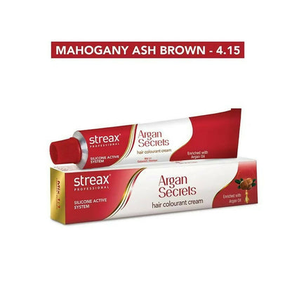 Streax Professional Argan Secrets Hair Colourant Cream - Mahogany Ash Brown 4.15