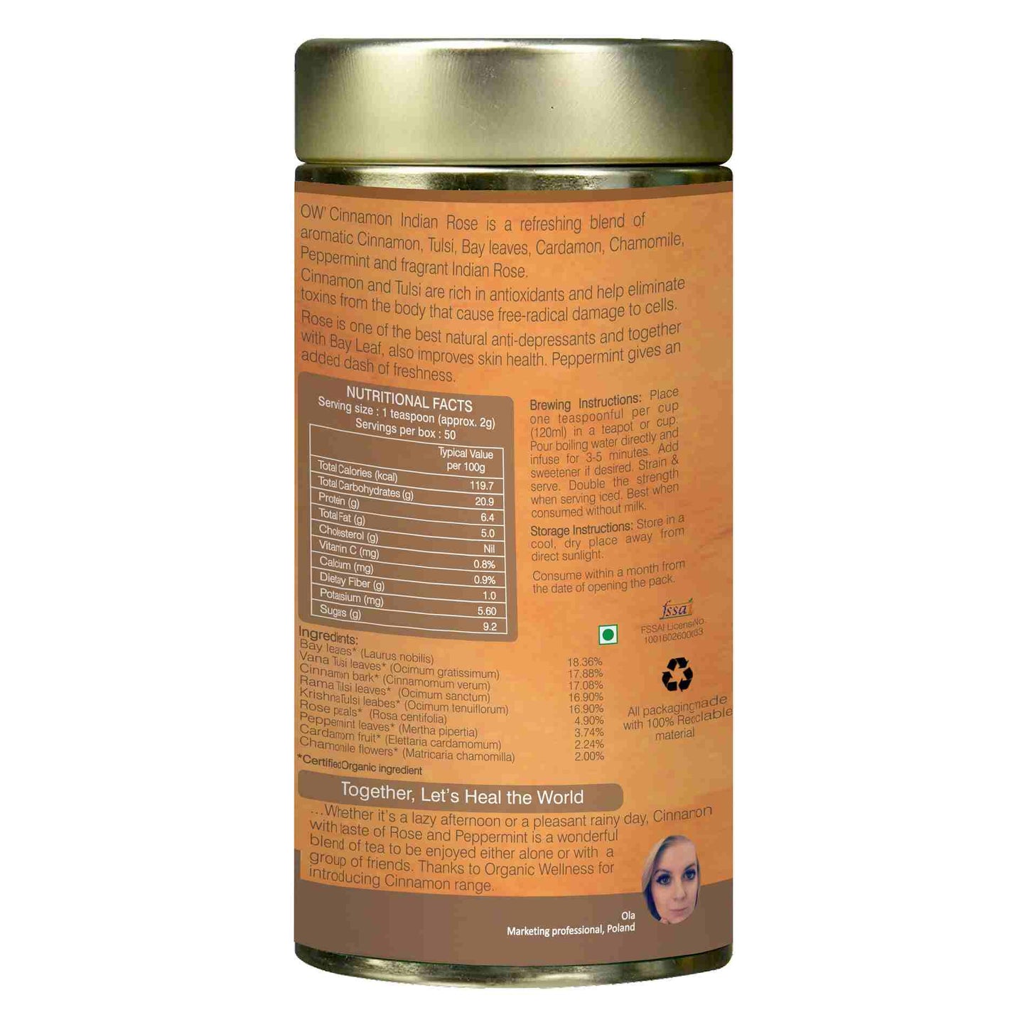 Organic Wellness Cinnamon Indian Rose Leaf Tea