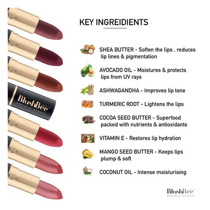 BlushBee Organic Beauty Lip Nourishing Vegan Lipstick - Wine Waltz