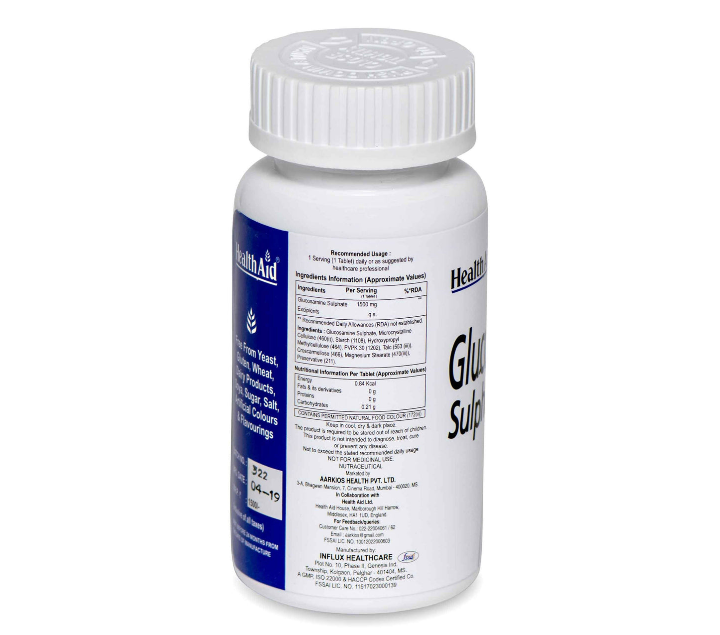HealthAid Glucosamine Sulphate 2KCI 1500 mg Tablets