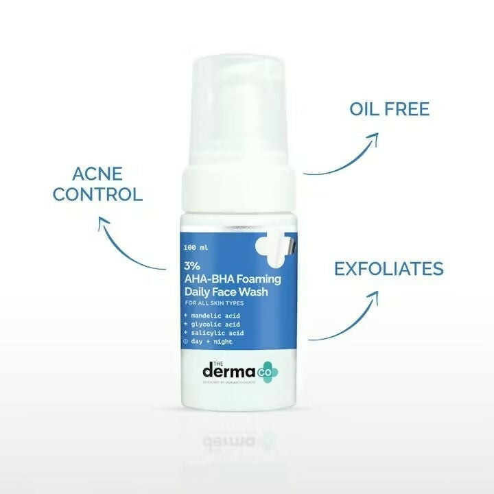 The Derma Co1% Hyaluronic Sunscreen Aqua Gel + 3% AHA+BHA Foaming Daily Face Wash