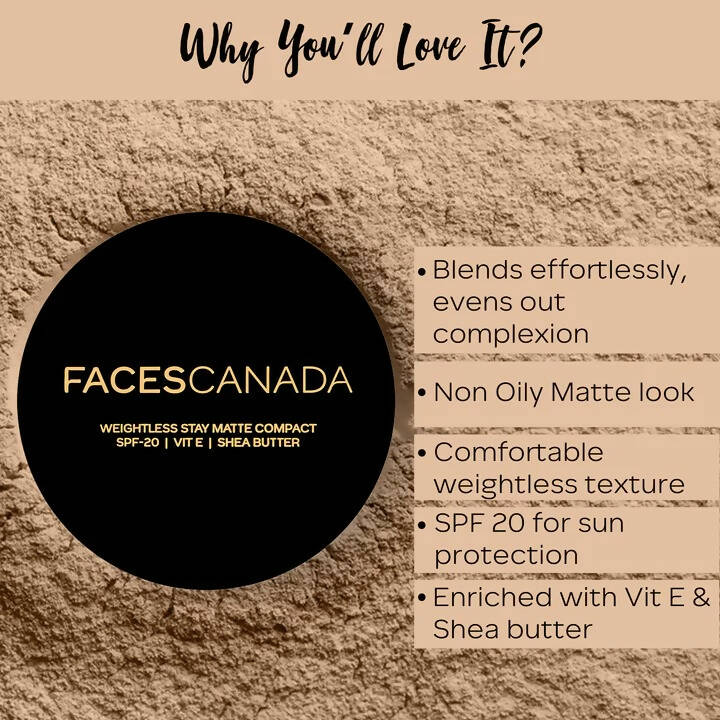 Faces Canada Weightless Stay Matte Compact SPF20-Sand 04
