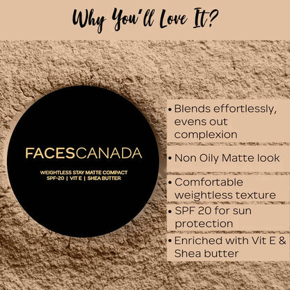 Faces Canada Weightless Stay Matte Compact SPF20-Beige 03