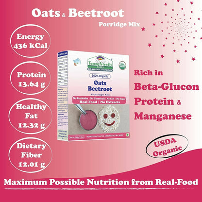 TummyFriendly Foods Organic Oats and Organic Oats, Beetroot Porridge Mixes for 6 Months Old