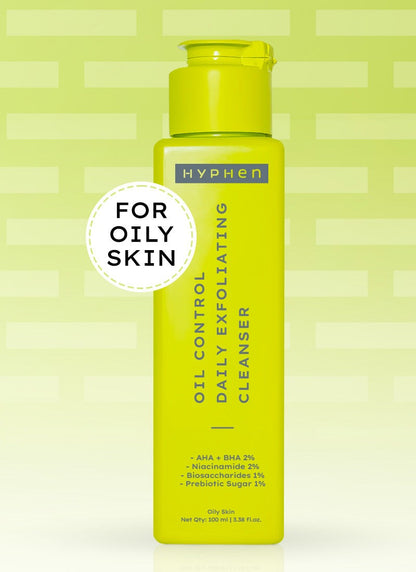 Hyphen By Kriti Sanon Oil Control Daily Exfoliating Cleanser, 2% AHA + BHA Salicylic Acid Face Wash for Oily Skin & Acne