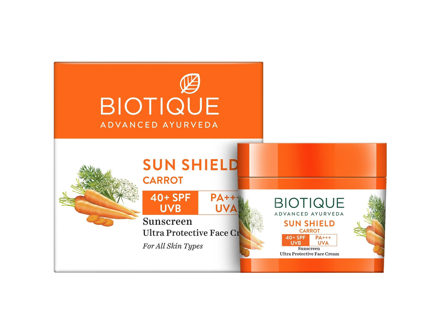 Biotique Advanced Ayurveda Bio Carrot 40+ SPF UVA/UVB Sunscreen Ultra Soothing Face Cream