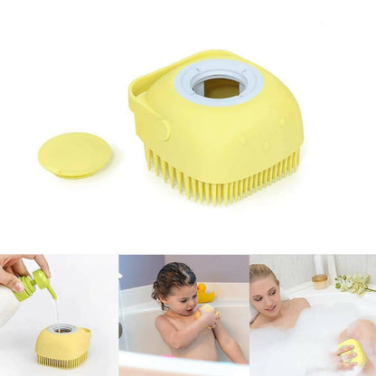 Favon Silicon Soft Cleaning Body Bath Brush with Shampoo Dispenser Scrubber for Cleansing and Dead Skin Removal