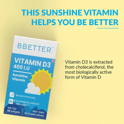 BBETTER Vitamin D3 400 IU Capsules