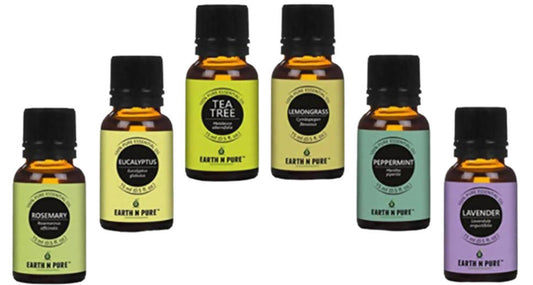 Earth N Pure Essential Oils (Rosemary, Eucalyptus, Tea Tree, Lemongrass, Peppermint & Lavender)