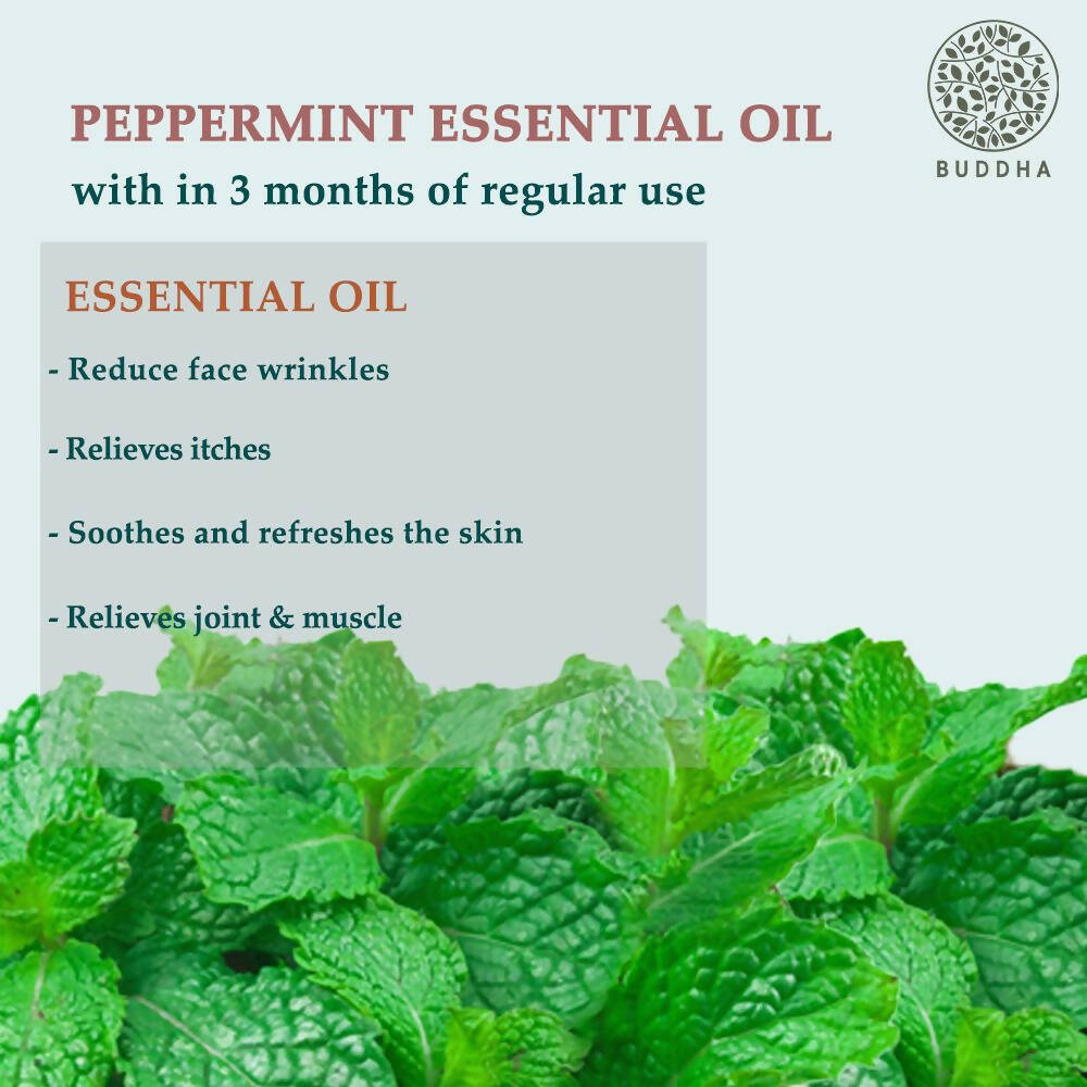 Buddha Natural Peppermint Pure Essential Oil - For Relieves Stress and Anxiety