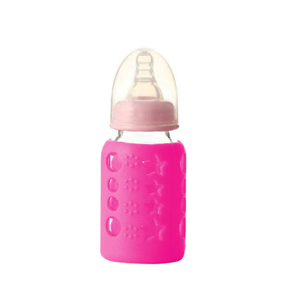 Safe-O-Kid Silicone Baby Feeding Bottle Cover Cum Sleeve for Insulated Protection 120mL- Pink