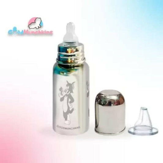 Goodmunchkins Stainless Steel Feeding Rustfree Bottle with 2 Anti Colic Silicone Nipple For Kids 220ml