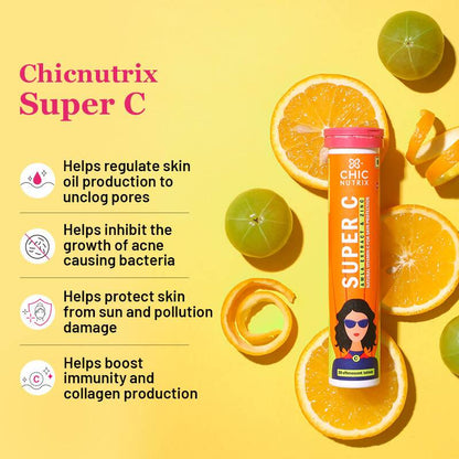 Chicnutrix Super C - Amla Extract & Zinc Effervescent Tablets - Orange Flavor